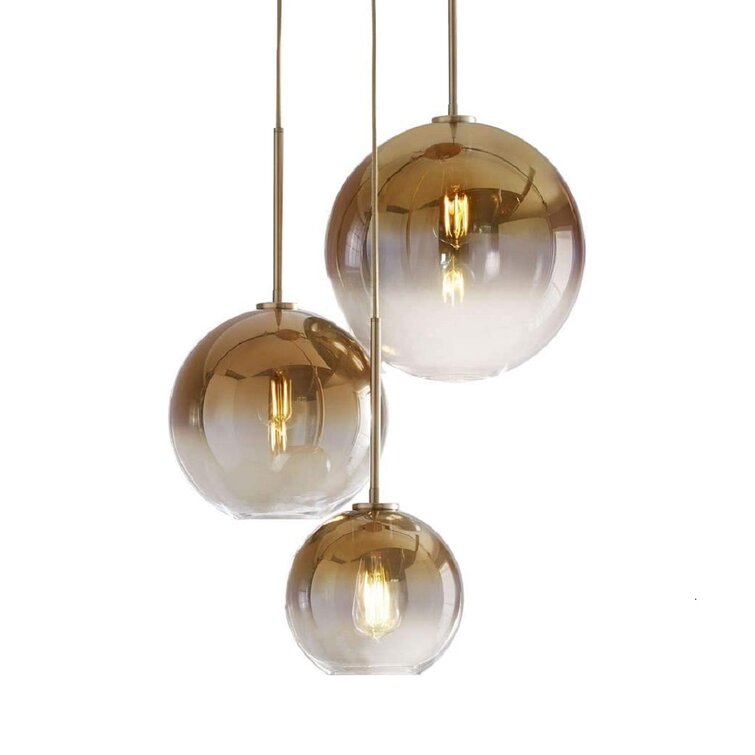 Corrigan Studio® Set 3-light Globe Gradient Gold Glass Pendant